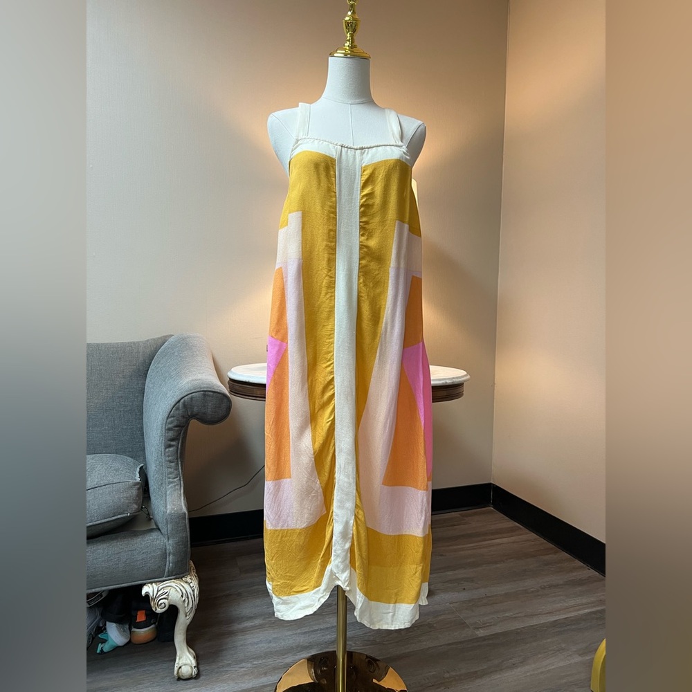 O'Neill Yellow Pink and Cream Colorblock Maxi Dress - Picture 4 of 7